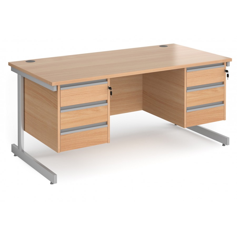 Harlow Straight desk with 2 x Three Drawer Pedestals